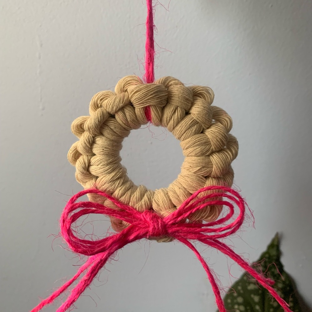 $5 SALE! Fuscia Macrame Wreath Ornament